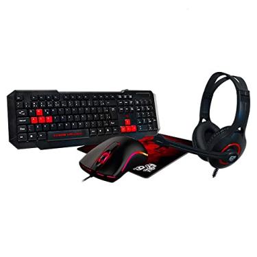 Imagem de Combo Gamer Teclado ABNT2 + Headset com Microfone Omnidirecional + Mousepad 250x210mm + Mouse Óptico com 4 Botões de Resposta Rápida - CGDW41R ELG