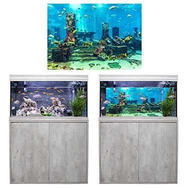 Imagem de Adesivo de fundo coral subaquático aquário fundos de decoração de aquário pano de fundo de peixes ruínas de aquário decorações de parede de tanque de peixes adesivo decoração adesivo