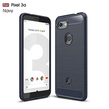 Imagem de YUNCHAO Caixa de telefone Textura escovada Caixa TPU de fibra de carbono para Google Pixel 3A capa para celular