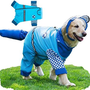 Imagem de Capa de chuva para cachorro poncho transparente com capuz respirável para cães pequenos, médios e grandes, capa de chuva à prova d'água reflexiva Golden Retriever/Corgi/Shiba Inu, azul 1,7GG (30