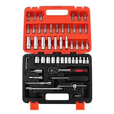 Imagem de Acouto Conjunto de soquetes para reparo de automóveis, 53 peças conjunto de soquetes de 0,63 cm chave de catraca combo CR-V kit de ferramentas de reparo de carro
