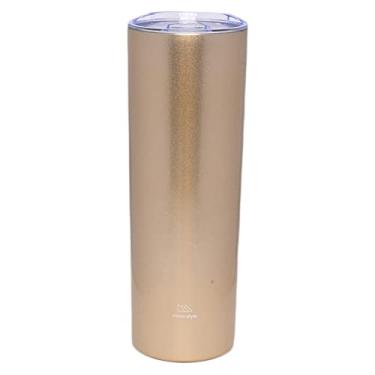 Imagem de Copo Térmico de Aço Inox Slim com Tampa Acrílica Dourado 600ML