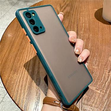 Imagem de Capa de telefone fosca transparente para Samsung Galaxy S21 S22 Ultra A52 A72 A32 A12 A52 A51 A71 A50 S20 Plus Capa de proteção de câmera, verde escuro, para S8