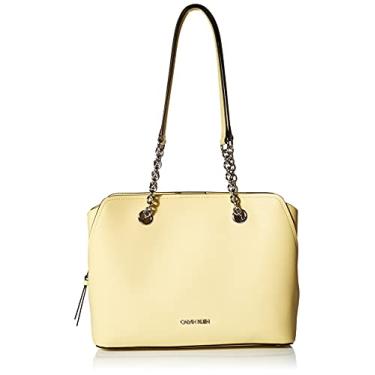 Imagem de Calvin Klein Bolsa de corrente Hailey Micro Pebble com compartimento triplo, Limão, One Size