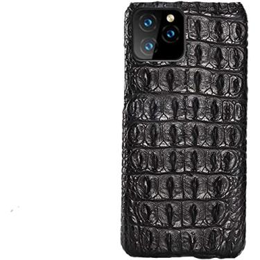 Imagem de KKFAUS Capa de couro genuíno, capa de telefone de pele de crocodilo capa carteira de couro premium com para iPhone 11Pro (cor: preto, tamanho: espinha traseira)