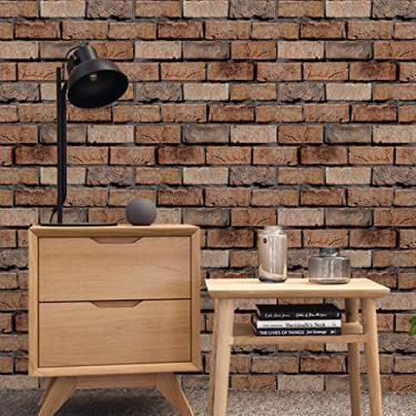 Imagem de Papel De Parede Adesivo Tijolo Marrom Rústico Rolo 2,50m Lavável Autocolante
