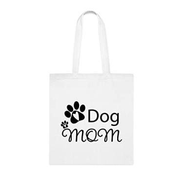 Imagem de Sacola para cães, presente de mãe de cachorro, aniversário, para mãe de cachorro, bolsa de ombro para mãe de cachorro, bolsa reutilizável para mãe de cachorro, Branco