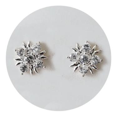 Imagem de Brinco Flor em Prata 925 e Zircônia - Ponte Vecchio