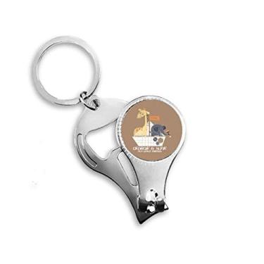 Imagem de Girafa Elefante Desenho Animado Animal Marrom Alicate de Unha Anel Chaveiro Abridor de Garrafas Cortador