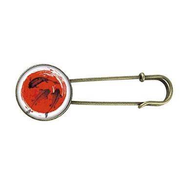 Imagem de Broche de metal retrô de carpa vermelha japonesa com clipe de joia