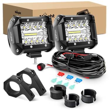 Imagem de Nilight 2 peças, 10 cm, 60 W, conjunto de barras de luz de LED, suporte de montagem off-road, barra horizontal com cablagem off-road - 2 grafites, 2 anos de garantia