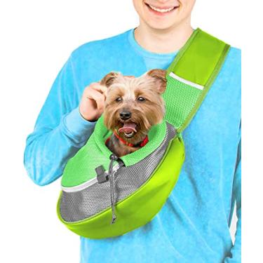 Imagem de Cuddlissimo Bolsa de transporte para animais de estimacao - Bolsa para transporte de caes pequenos - para cachorrinho Pooch, Yorkie, Chihuahua, Baby, Papoose Bjorn - Para caminhadas, viagem no peito, pacote com suporte para o corpo (verde)
