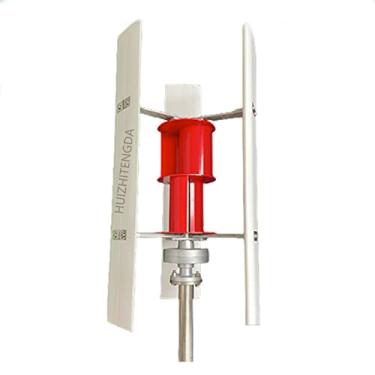 Imagem de Eficiência Vertical 3 Blades Gerador de turbina eólica, 800W 12V 24V 48V Turbina eólica permanente vertical com controlador para jardins ao ar livre (branco),24v