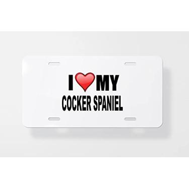 Imagem de Capa para placa de licença I Love My Cocker Spaniel – Capa para placa de carro – Capa para placa de carro 15 x 30 cm
