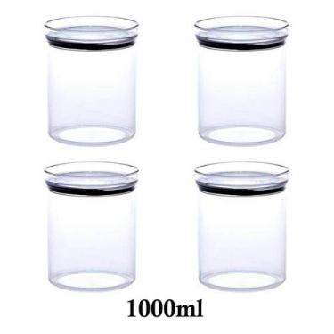 Imagem de 4 Potes Herméticos Redondo Empilháveis 1000ml para armazenamento de alimentos