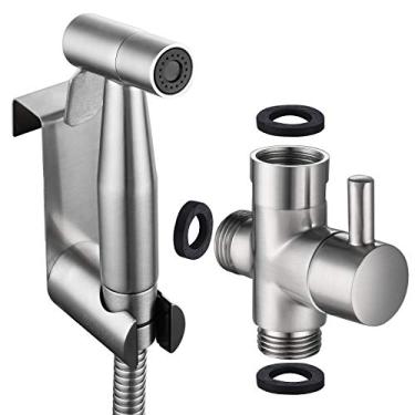 Imagem de Tecmolog Pulverizador de Bidê de Mão em Aço Inoxidável Pulverizador de Bidê Shattaf para Sanita com Mangueira de 47 Polegadas e Suporte de Níquel Escovado, WS024F