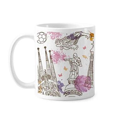 Imagem de Estátua de futebol da Catedral de Barcelona Caneca Espanha Cerâmica Copo de porcelana de café
