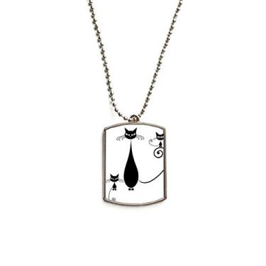 Imagem de DIYthinker Colar para animais de estimação com corrente de aço inoxidável e pingente de gato preto família Halloween