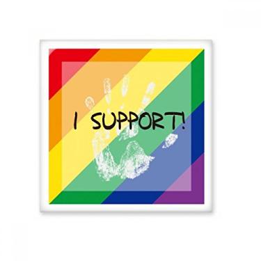 Imagem de LGBT Bandeira de arco-íris I Support Ceramic Tile Glossy Decalque de tijolos esmaltados