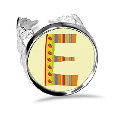 Imagem de DIYthinker E Alfabeto Morango Fruit Lindo Padrão Anel Ajustável Amor Casamento Noivado