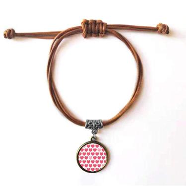 Imagem de Pulseira de couro com pontos de coração rosa e vermelho para Dia dos Namorados