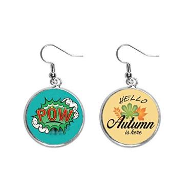 Imagem de Brinco de folha de outono Bubble Pow verde com diálogo de desenho animado