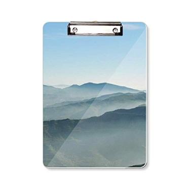 Imagem de Sunshine Mountains Sky Fog Nature prancheta pasta para escrever placa de apoio A4