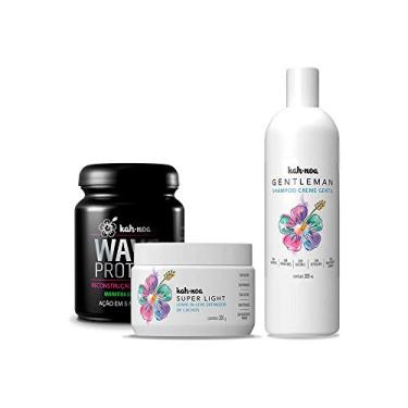Imagem de Kit Especial Shampoo Creme Gentleman + Leave-in Super Light + Máscara de Reconstrução Wave Protein - Kah-Noa