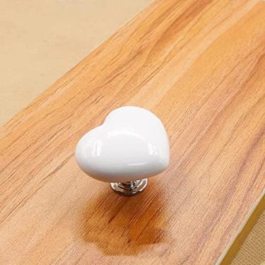Imagem de Gabinete Gaveta Maçaneta Alça Cerâmica Coração Novidade Forma Criativa Para Casa Apartamento Edifício De Hotel Móveis Roupeiro Porta Puxar, Branco Grande