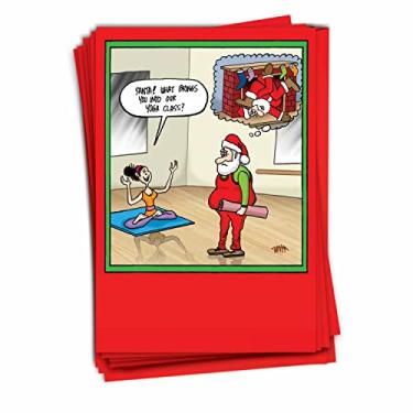 Imagem de NW-Xmas-Cartoon5, Santa Yoga Boxed Set Christmas Cards, 12 Christmas Card Pack (SKU:B1842)