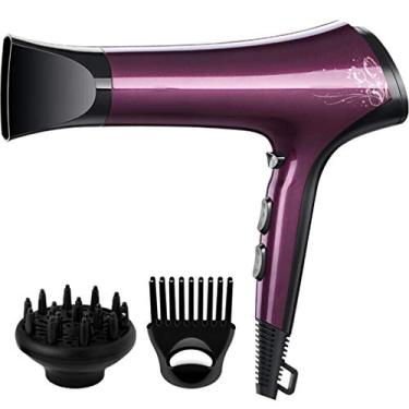 Imagem de Secador de cabelo iônico secador de cabelo poderoso salão de beleza 2200 w secador com difusor secador para cabelos cacheados, acessório alisador, 2 velocidades e 3 configurações de calor secagem