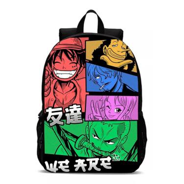 Imagem de Mochila Anime de Piratas Personagens Luffy, Nami, Zoro e Outros Novidade Escolar-Unissex