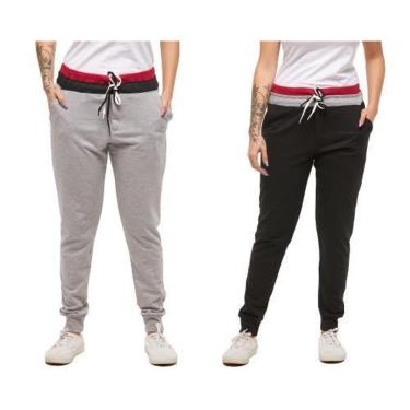 Imagem de Kit com 02 Calças de Moletom Feminina Skinny Saruel Confort-Feminino