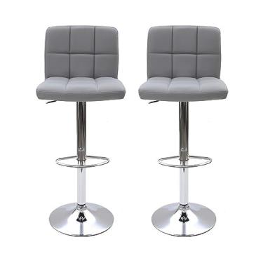 Imagem de Kit 2 Banquetas Alta Para Bar Balcão Bancada Cozinha Americana Área Gourmet Giratória Gomos Cinza