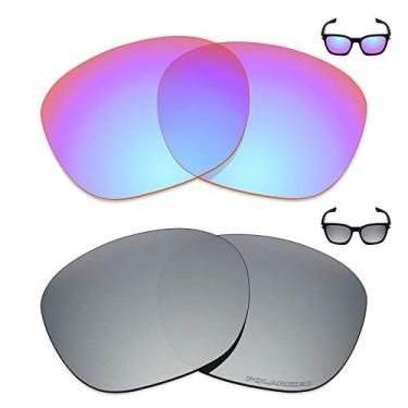 Imagem de Mryok+ 2 pares de lentes polarizadas de substituição para óculos de sol Oakley Garage Rock – Rosa cobalto/titânio prata