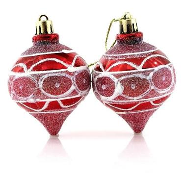 Imagem de Bola Pião Enfeite Árvore Natal Pendente 60mm 6 Peças