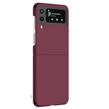 Imagem de Para samsung z flip 5 4 3 2 caso untra fino anti-impressão digital à prova de choque capa dura para z flip, clarete, para galaxy z flip 5