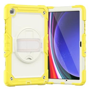 Imagem de Capa para Samsung Galaxy Tab A9 Plus de 28 cm SM-X210/X216/218 Capa macia de silicone resistente à prova de choque com suporte embutido alça de mão de 360° para capa SM A9 Plus (amarela)