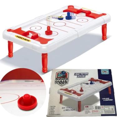 Imagem de Jogo De Hóquei Mesa Pequeno Portátil 1 Disco 2 Empurradores BRINQUEDO TABULEIRO MINI HOCKEY AIR INFANTIL COMPLETO COM PÉZINHO BRINCADEIRA LONGE DAS TELAS 43/24 CM