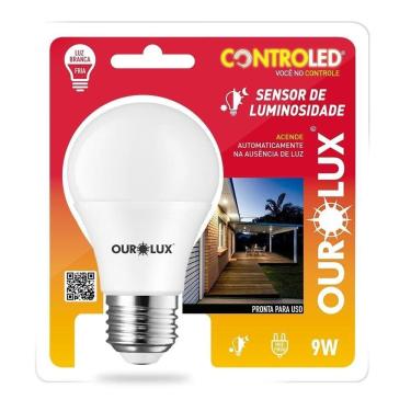 Imagem de Lampada Inteligente Ourolux Controled Sensor De Luminosidade 9W 6,5K