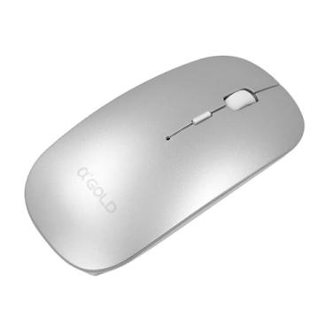 Imagem de Mouse Sem Fio Prateado USB Wireless Bluetooth Notebook Computador PC Óptico 2.4GHz Desktop Recarregável Ergonômico Minimalista Sofisticado 5.8cm De Largura Cinza Laptop