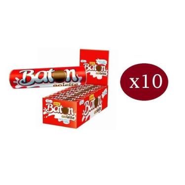 Imagem de Kit 10 Caixas Baton Chocolate Ao Leite 300X16gr - Garoto
