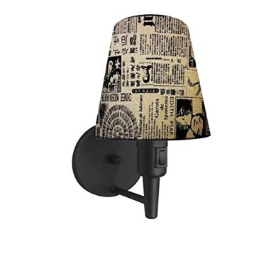 Imagem de Arandela com Inter Liga e Cúpula Tecido Estampa, Vivare Iluminação, Arandela Parede2013 PRNY-41, Preto, Pequeno