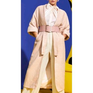 Imagem de Casaco Feminino Sobretudo com Cinto Rosa em Tweed