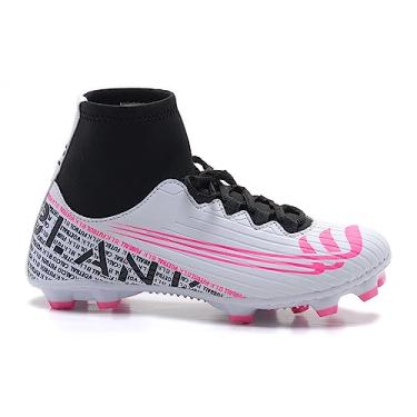 Imagem de Chuteira Campo Gramado Cano Alto Blank Star Botinha Branco Pink (br_footwear_size_system, adult, numeric, numeric_41)