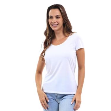 Imagem de Camiseta Feminina T-shirt Gola Redonda em Viscose Dry Anti Pilling John Pull (GG, Branco)