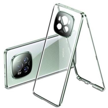 Imagem de QUIETIP Capa compatível com Honor Magic 6 Pro 5G, moldura magnética de metal dupla face, vidro temperado transparente com capa de proteção para câmera, verde