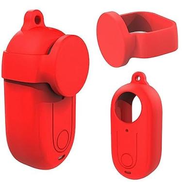 Imagem de Coyktonty Capa de silicone 2 em 1 + capa de lente para Insta360 GO 3, capa protetora de silicone (vermelha)