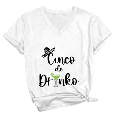 Imagem de Camiseta feminina Summer De Mayo com estampa gráfica de manga curta, festival, festa mexicana, D - branco, XXG