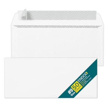 Imagem de EnDoc #9 Envelope colorido de segurança autoselante – sem janelas, forte destaque e vedação, padrão de cor de segurança, 9,5 x 20,7 cm, envelope branco para negócios – pacote com 50